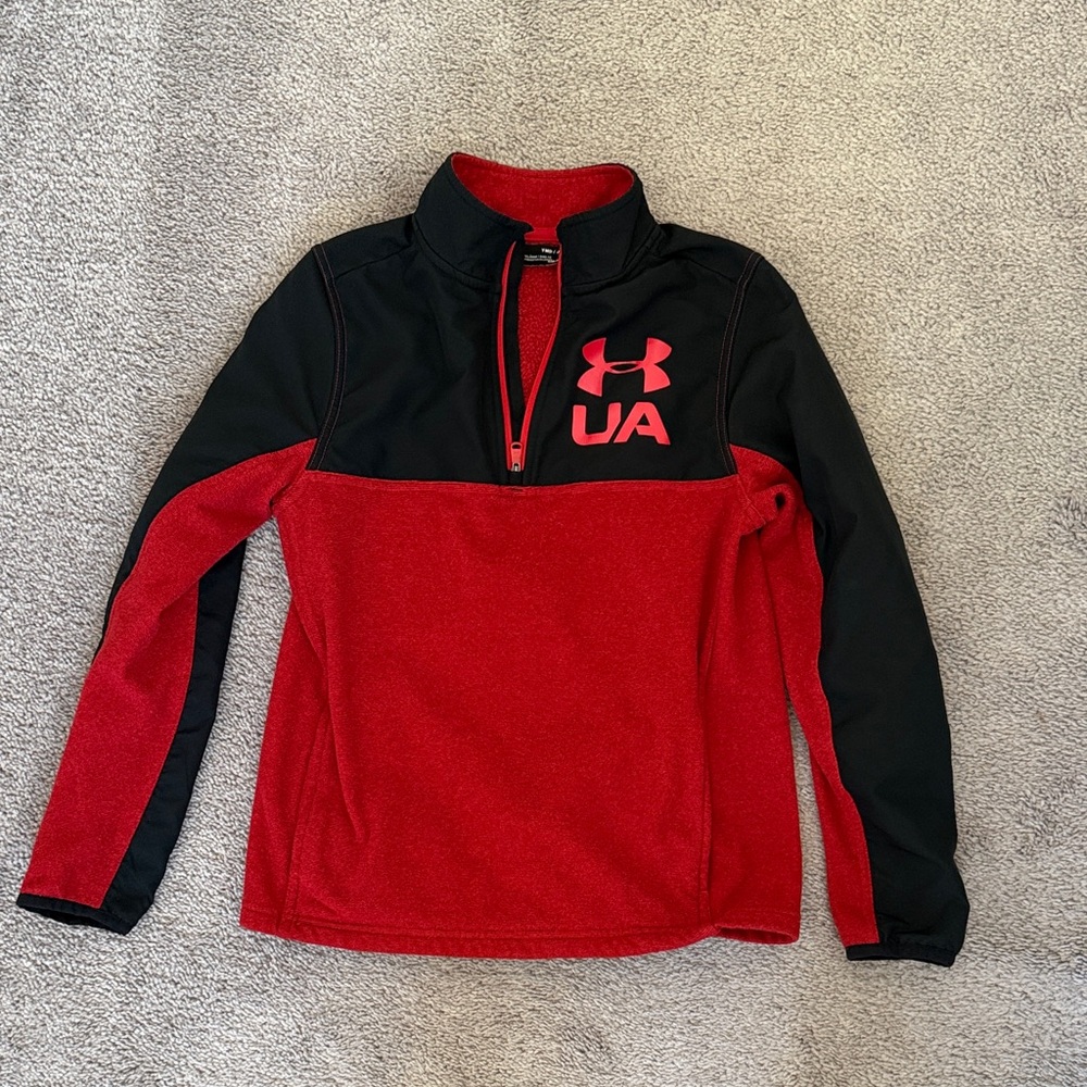 Under Armour Red and Black Half-Zip Pullover